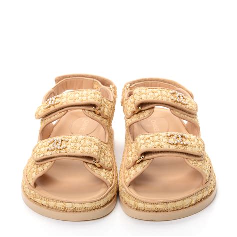 beige chanel velcro sandals|chanel sandals dad.